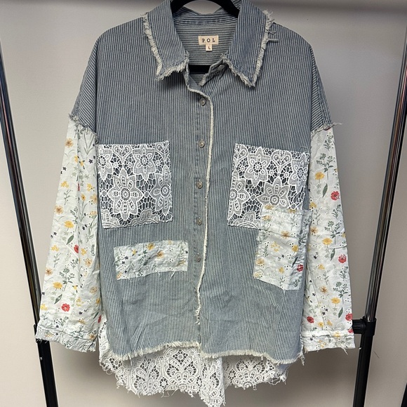 POL Tops - POL Blue Striped Shirt